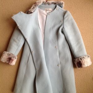 Vintage lined coat with fur trim